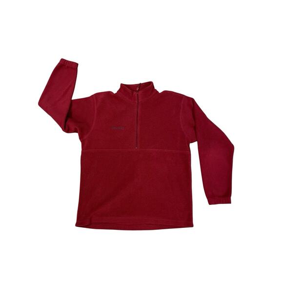 Columbia Men’s Sz Large 1/4 Zip Red Pullover Long Sleeve High Neck Casual Hiking - Picture 1 of 10